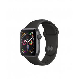 Apple Watch Series 4 GPS se 40mm pouzdrem z vesmírně šedého hliníku a černým sportovním řemínkem